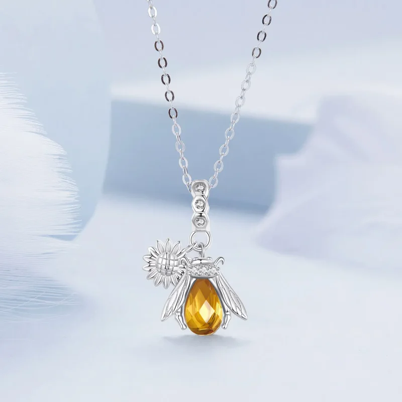 (bild till) Pandora-stil Bee Daisy-halsband - BSN356 - View 3
