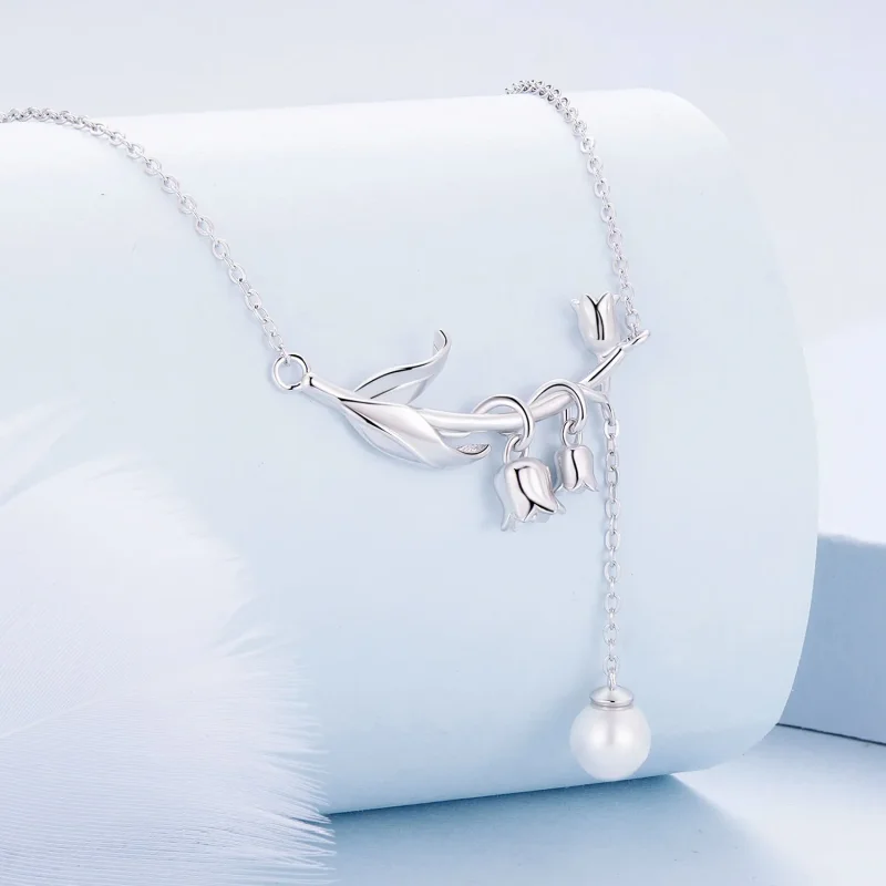 (bild till) Pandora-stil Liljekonvalj Halsband - BSN357 - View 2