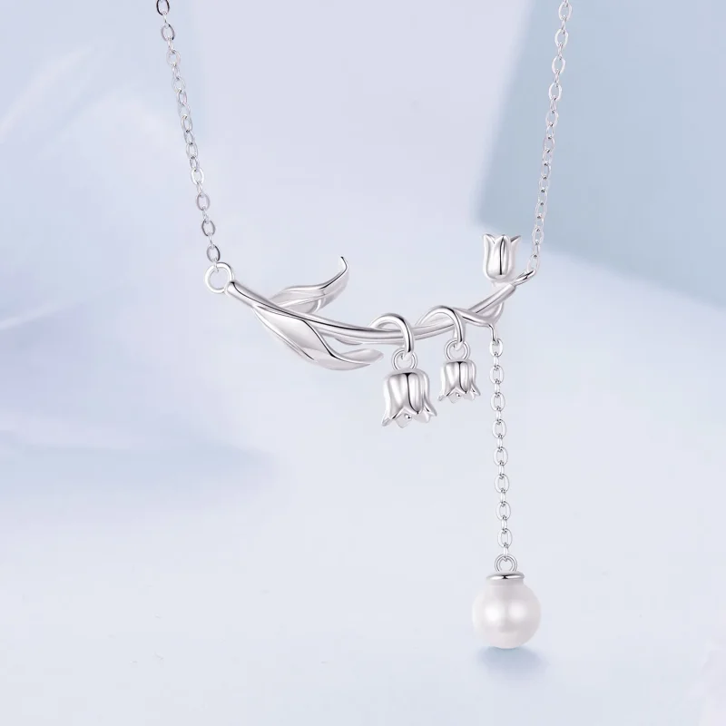 (bild till) Pandora-stil Liljekonvalj Halsband - BSN357 - View 3
