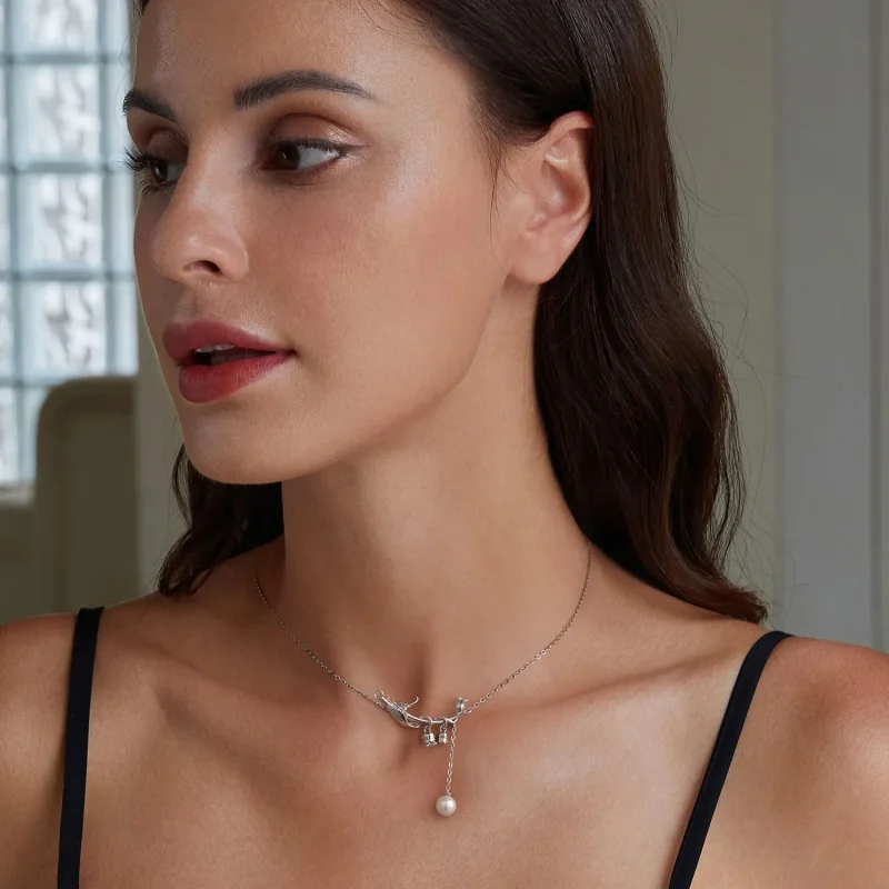 (bild till) Pandora-stil Liljekonvalj Halsband - BSN357 - View 6