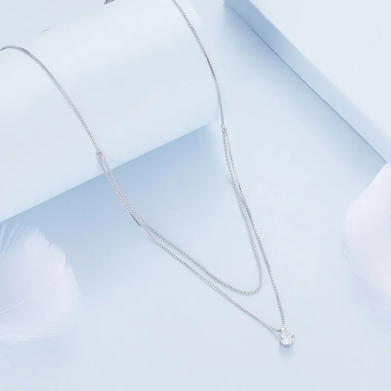 (bild till) Pandora-stil Glänsande Dubbellagerhalsband - BSN358 - View 2