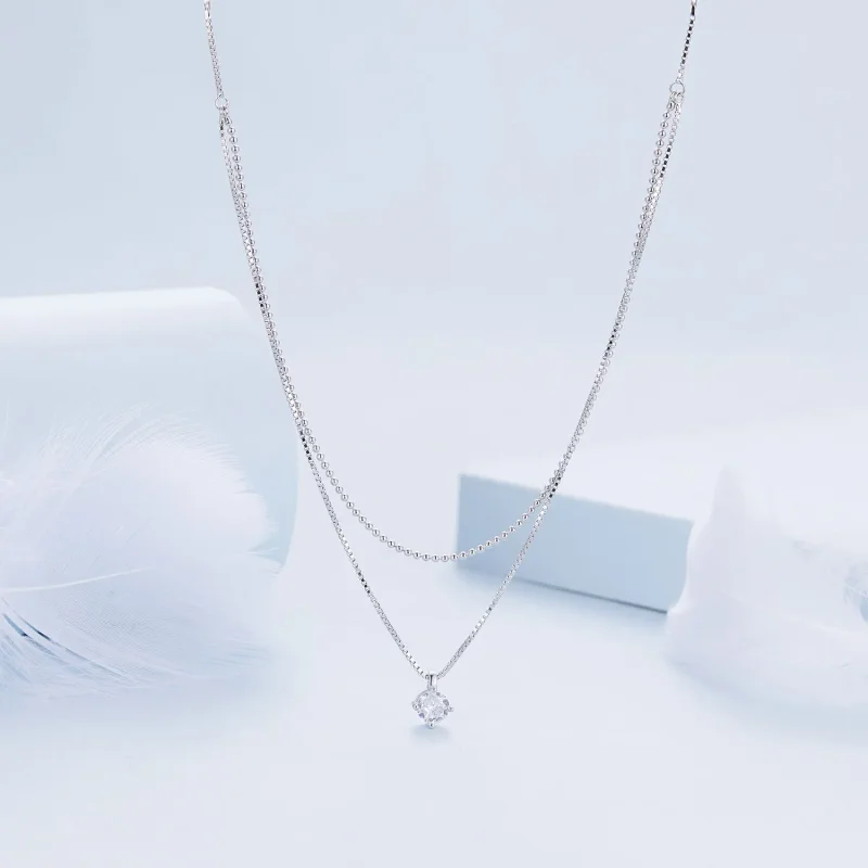 (bild till) Pandora-stil Glänsande Dubbellagerhalsband - BSN358 - View 3