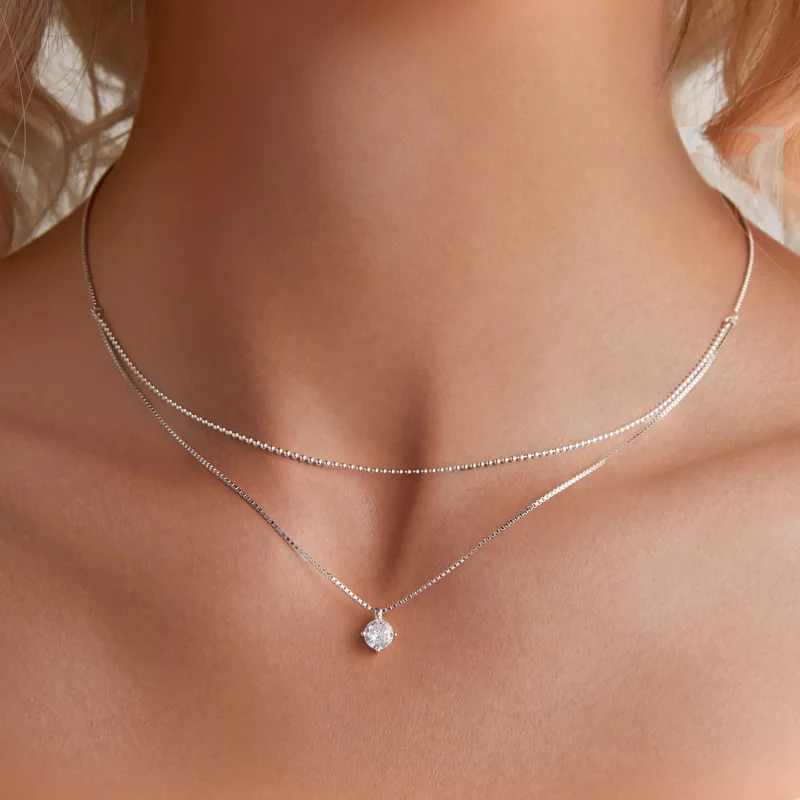 (bild till) Pandora-stil Glänsande Dubbellagerhalsband - BSN358 - View 5