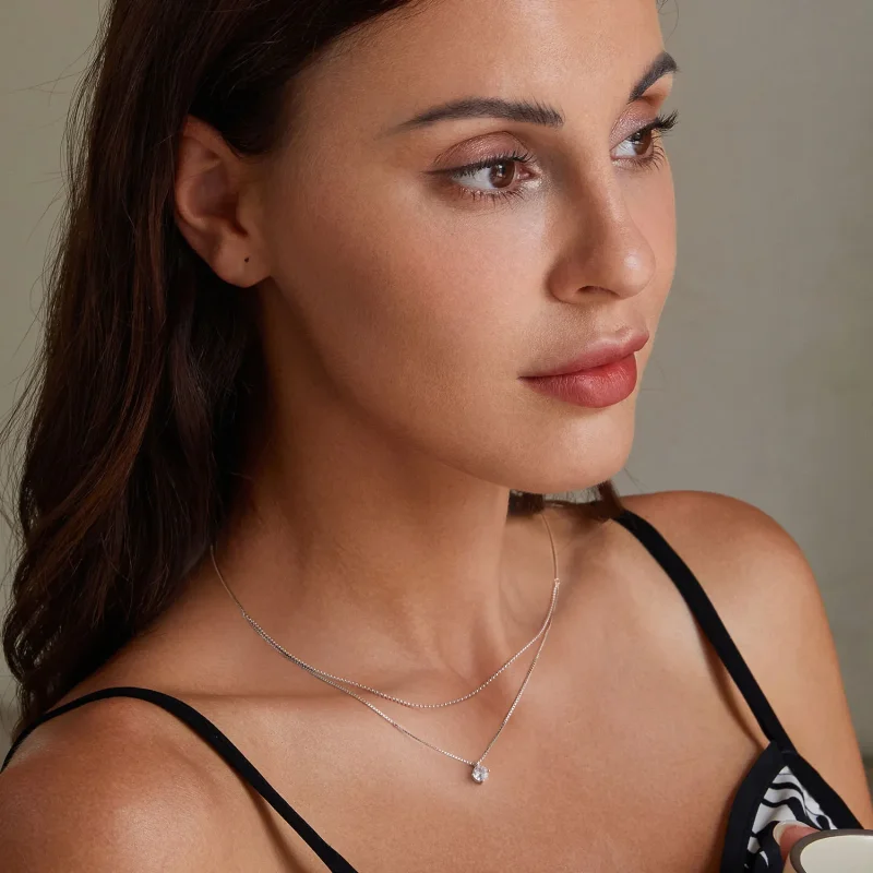 (bild till) Pandora-stil Glänsande Dubbellagerhalsband - BSN358 - View 6