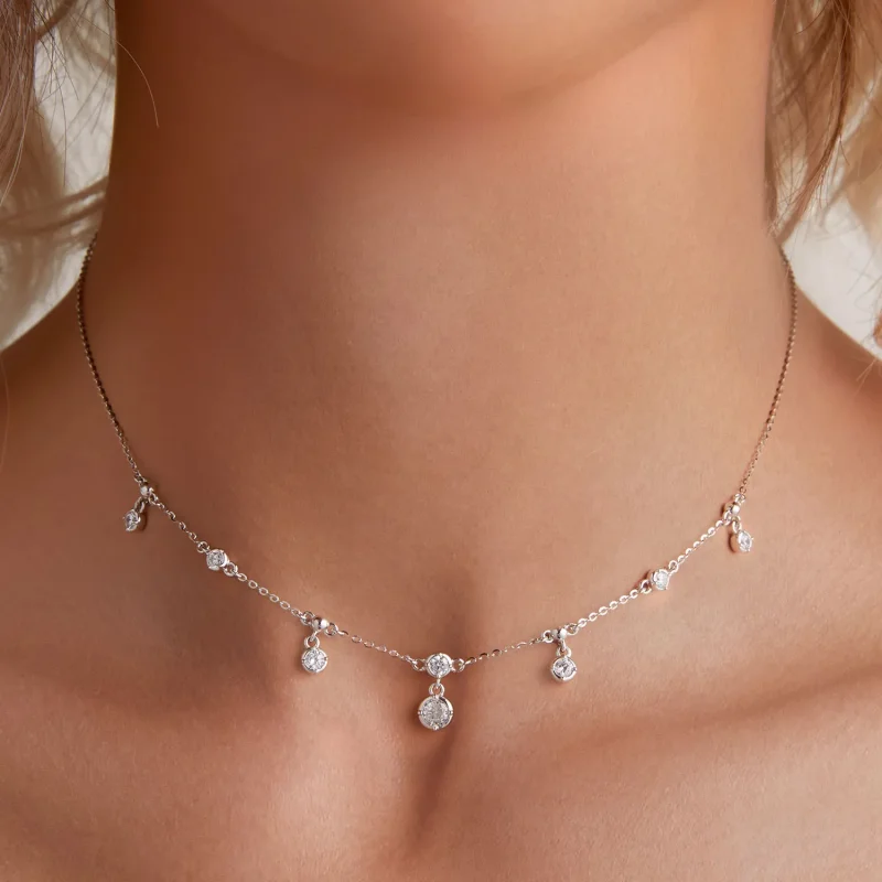 (bild till) Pandora-stil Glittrande Tofs Choker - BSN360 - View 5