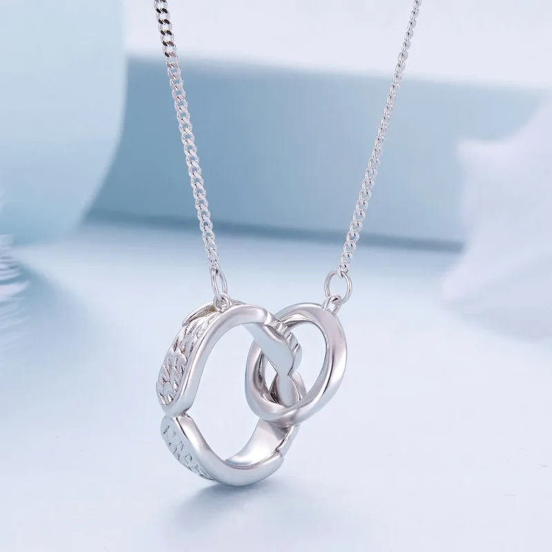 (bild till) Pandora Style Mobius Dubbel Ring Halsband - BSN362 - View 2