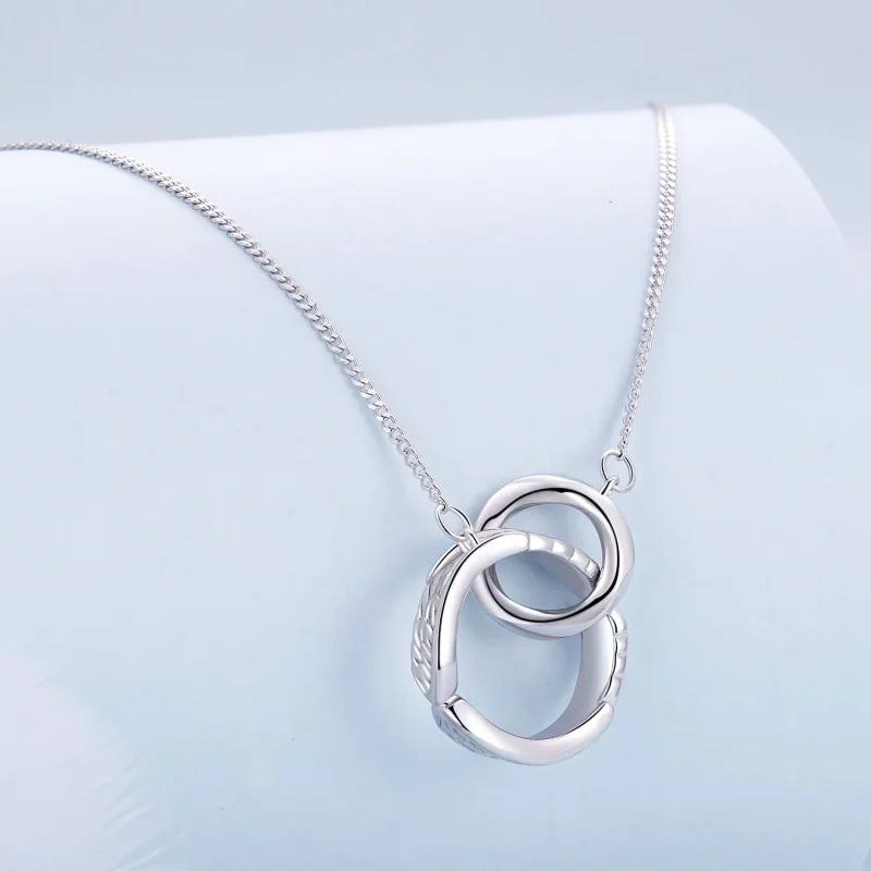 (bild till) Pandora Style Mobius Dubbel Ring Halsband - BSN362 - View 3