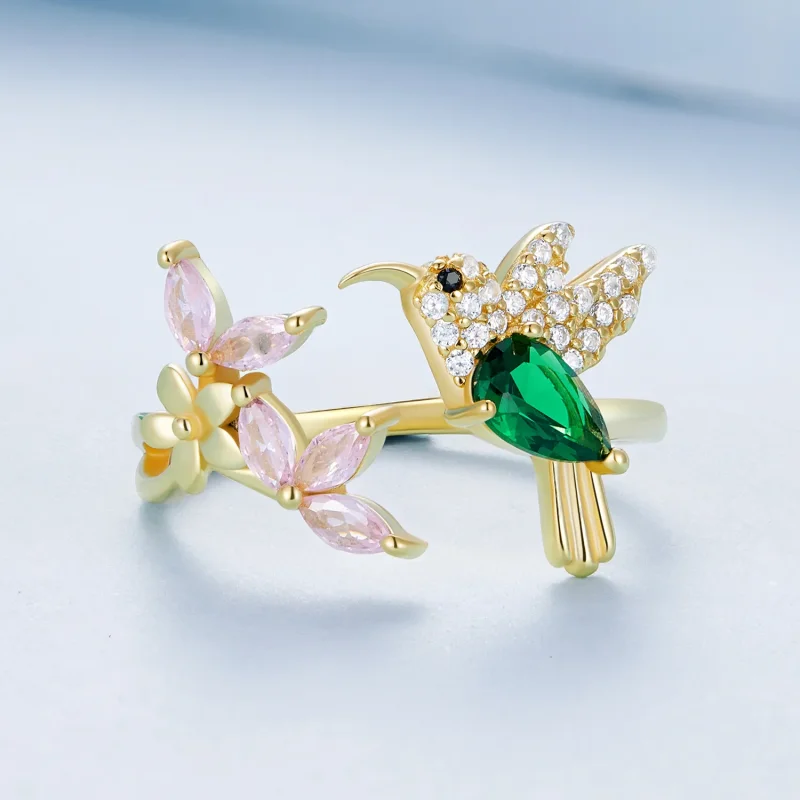 (bild till) Pandora Style Hummingbird's Gift-S925 Silver Öppen Ring - BSR016-B - View 3
