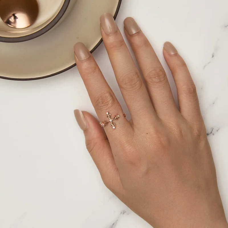 (bild till) Pandora-stil Kors-Silver Öppen Ring - BSR041-C - View 5