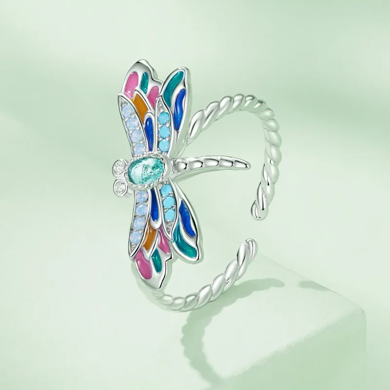 (bild till) Pandora-stil DragonflyÖppen Ring - BSR385 - View 2