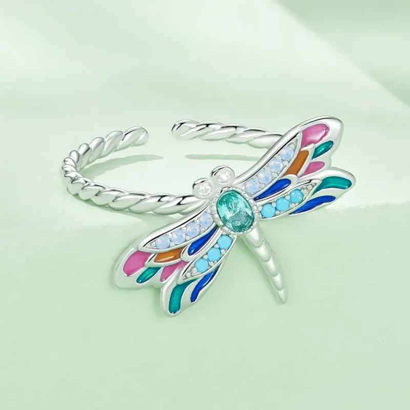 (bild till) Pandora-stil DragonflyÖppen Ring - BSR385 - View 3
