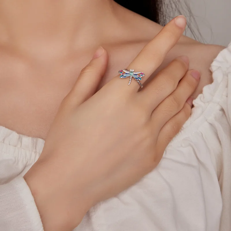 (bild till) Pandora-stil DragonflyÖppen Ring - BSR385 - View 4