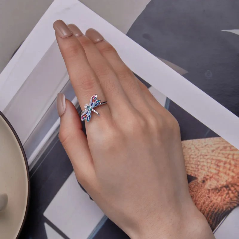 (bild till) Pandora-stil DragonflyÖppen Ring - BSR385 - View 6