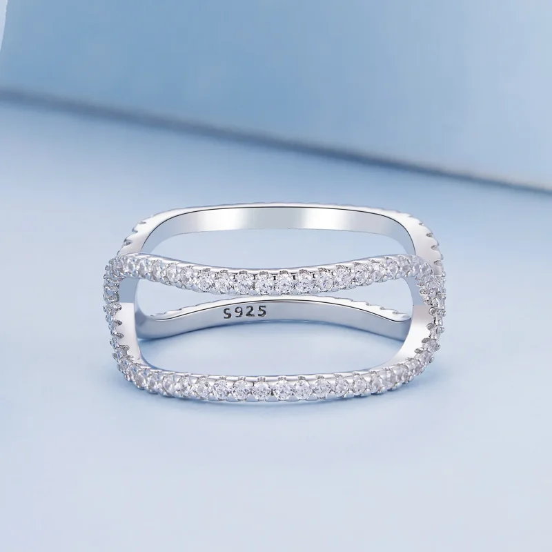 (bild till) Pandora-stil Dubbellager Ring - BSR386 - View 3