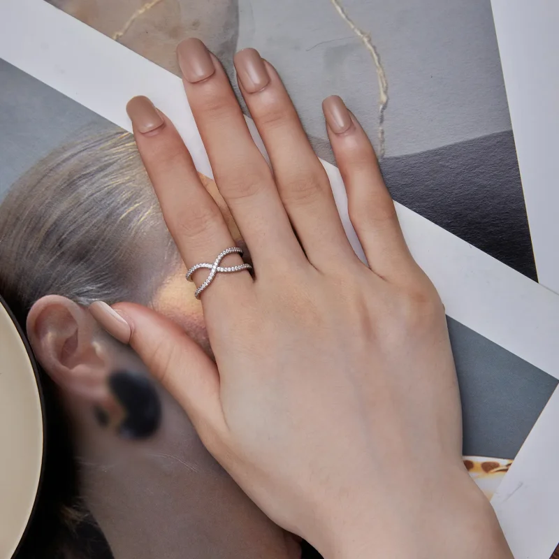 (bild till) Pandora-stil Dubbellager Ring - BSR386 - View 5