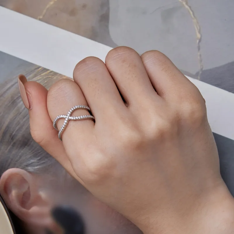 (bild till) Pandora-stil Dubbellager Ring - BSR386 - View 6