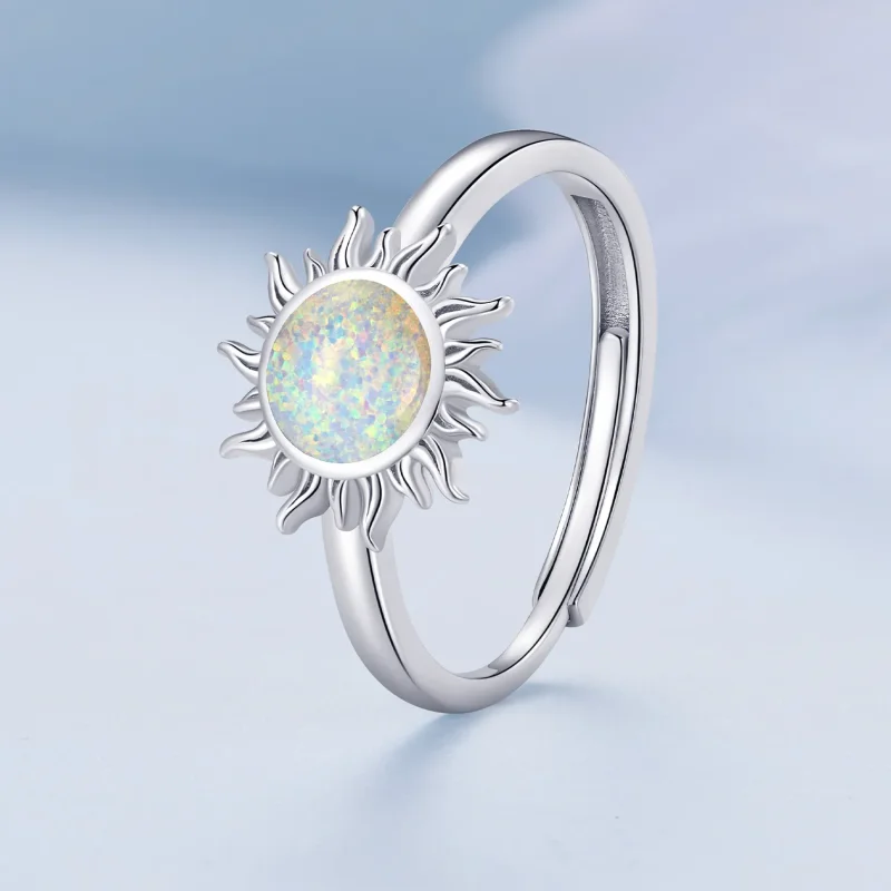 (bild till) Pandora-stil Opal Sol Öppen Ring - BSR398 - View 2