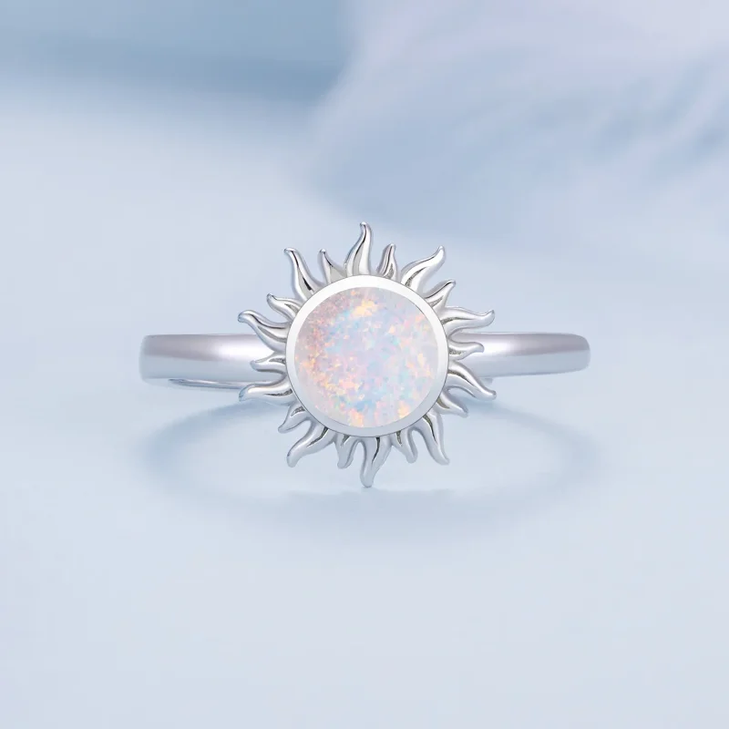 (bild till) Pandora-stil Opal Sol Öppen Ring - BSR398 - View 3