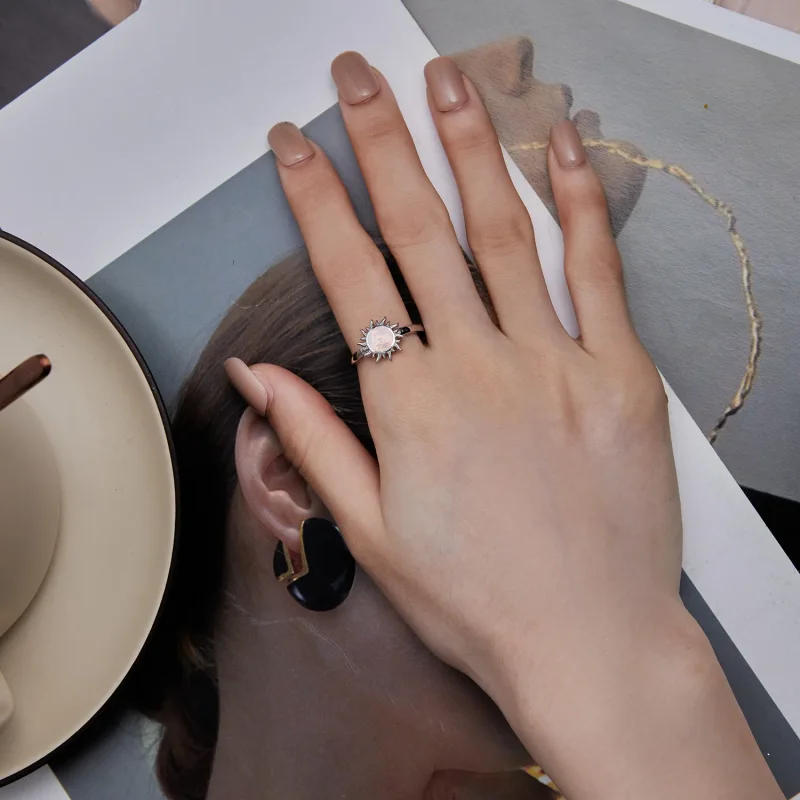 (bild till) Pandora-stil Opal Sol Öppen Ring - BSR398 - View 5