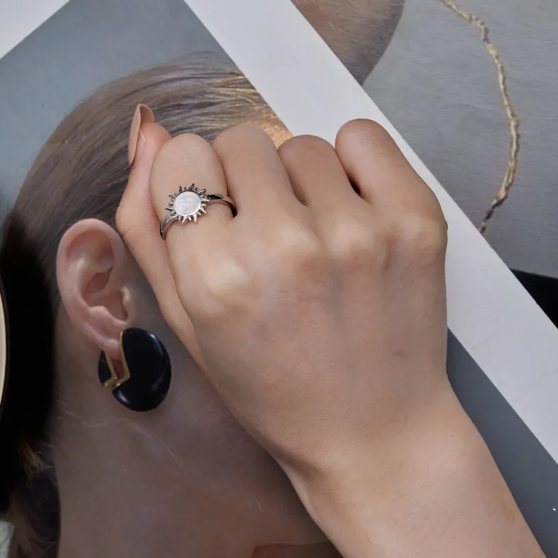 (bild till) Pandora-stil Opal Sol Öppen Ring - BSR398 - View 7