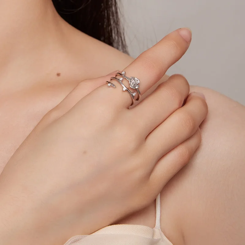 (bild till) Pandora-stil Personifierbar Mångsidig Rosranka Ring - BSR404 - View 5