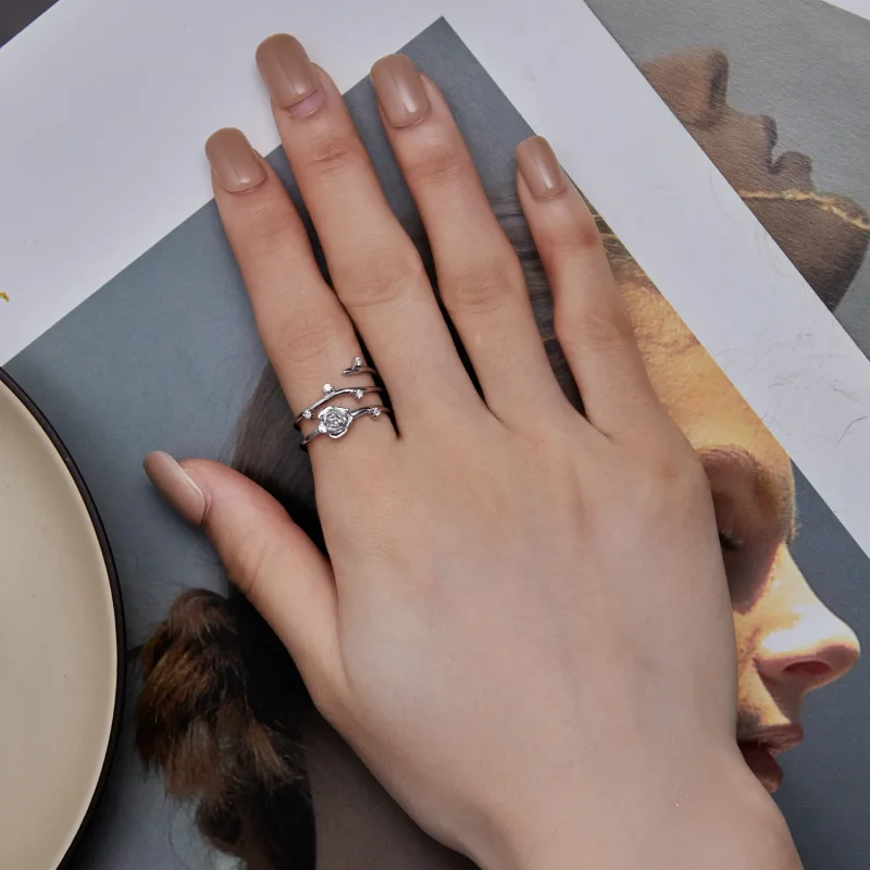 (bild till) Pandora-stil Personifierbar Mångsidig Rosranka Ring - BSR404 - View 6