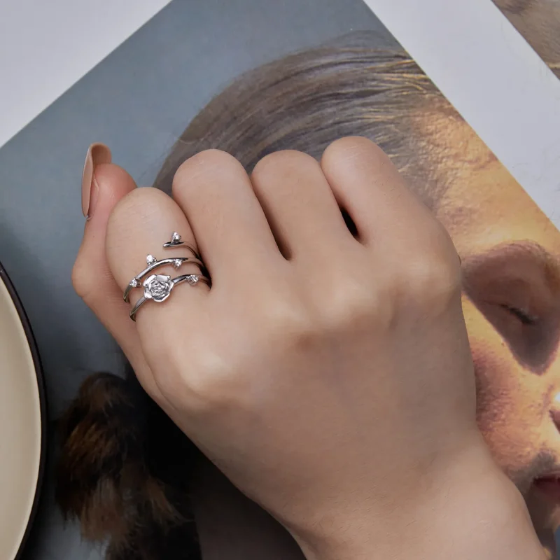 (bild till) Pandora-stil Personifierbar Mångsidig Rosranka Ring - BSR404 - View 7