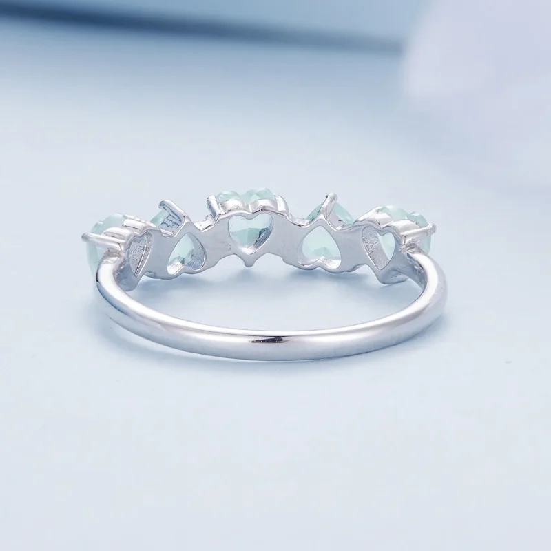 (bild till) Pandora-stil Havsblått Hjärta Ring - BSR406 - View 4