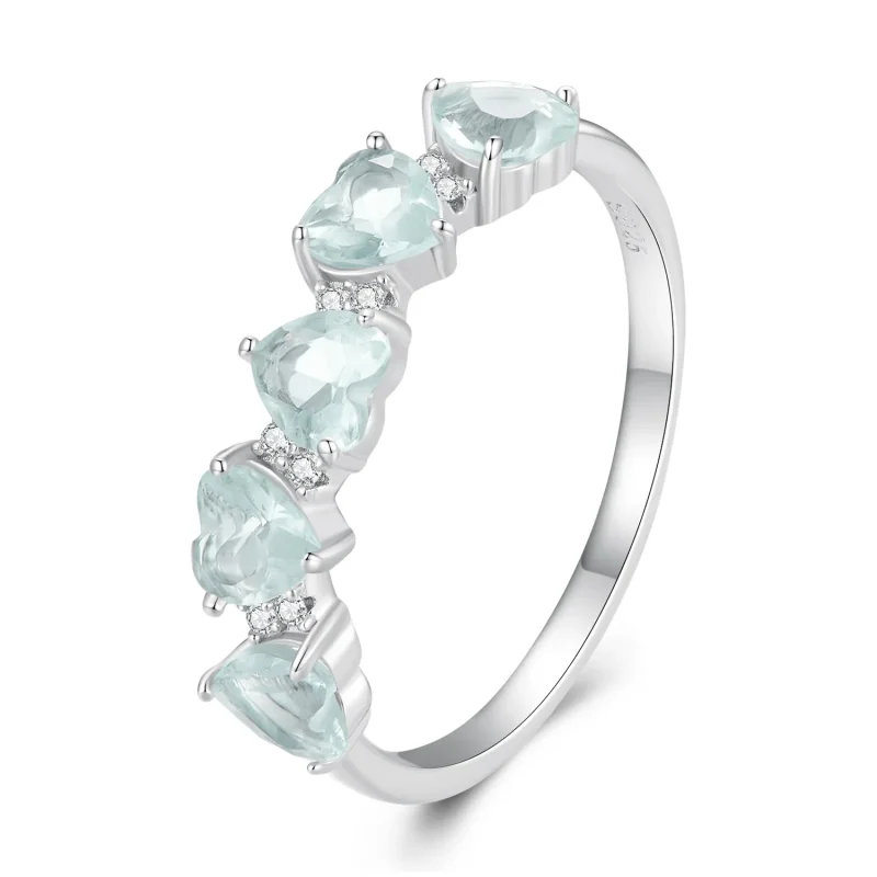 (bild till) Pandora-stil Havsblått Hjärta Ring - BSR406 - View 8