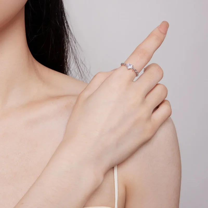 (bild till) Pandora-stil Hjärtakedja Ring - BSR410 - View 6