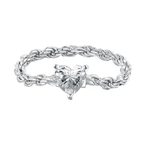 (bild till) Pandora-stil Hjärtakedja Ring - BSR410