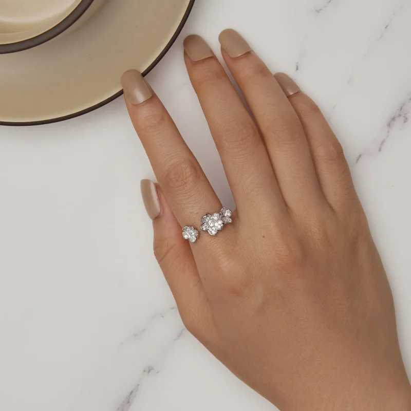 (bild till) Pandora-stil Öppen Ring Full av Blommor - BSR447 - View 5