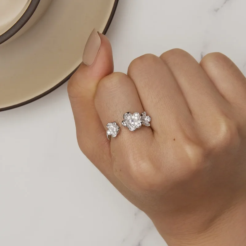 (bild till) Pandora-stil Öppen Ring Full av Blommor - BSR447 - View 6