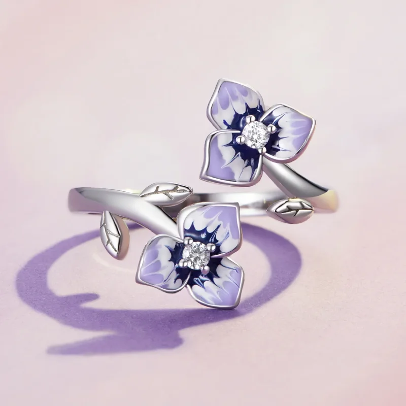 (bild till) Pandora Style Pansy Öppen Ring - BSR451-E - View 3