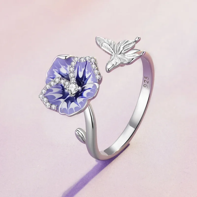 (bild till) Pandora Style Pansy Öppen Ring - BSR452-E - View 2