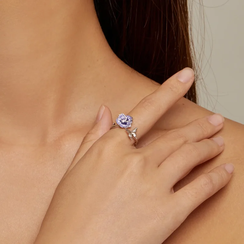 (bild till) Pandora Style Pansy Öppen Ring - BSR452-E - View 4