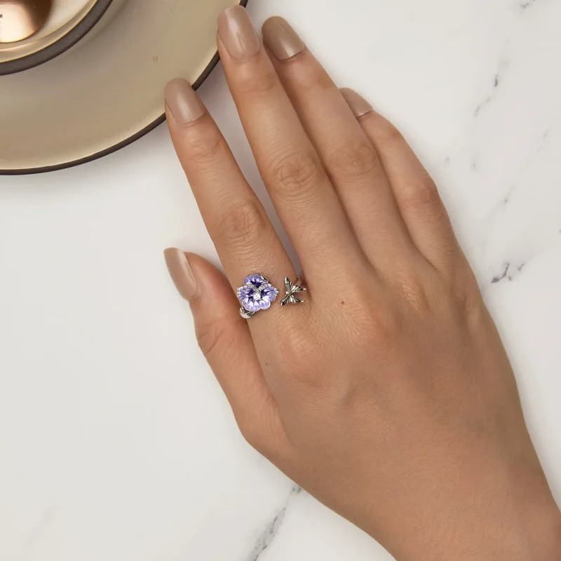 (bild till) Pandora Style Pansy Öppen Ring - BSR452-E - View 5