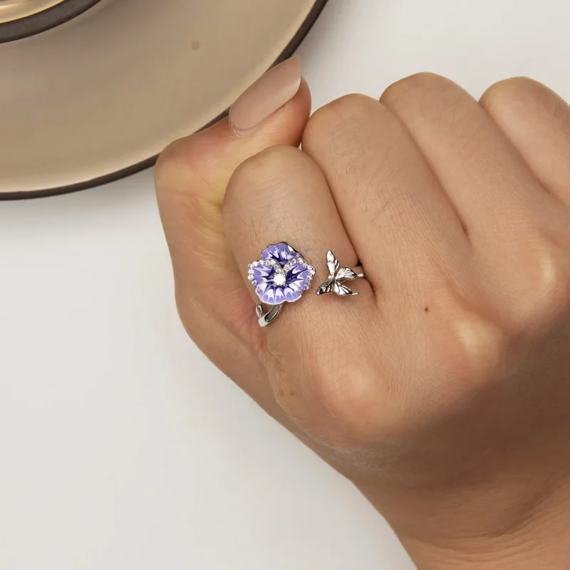 (bild till) Pandora Style Pansy Öppen Ring - BSR452-E - View 6