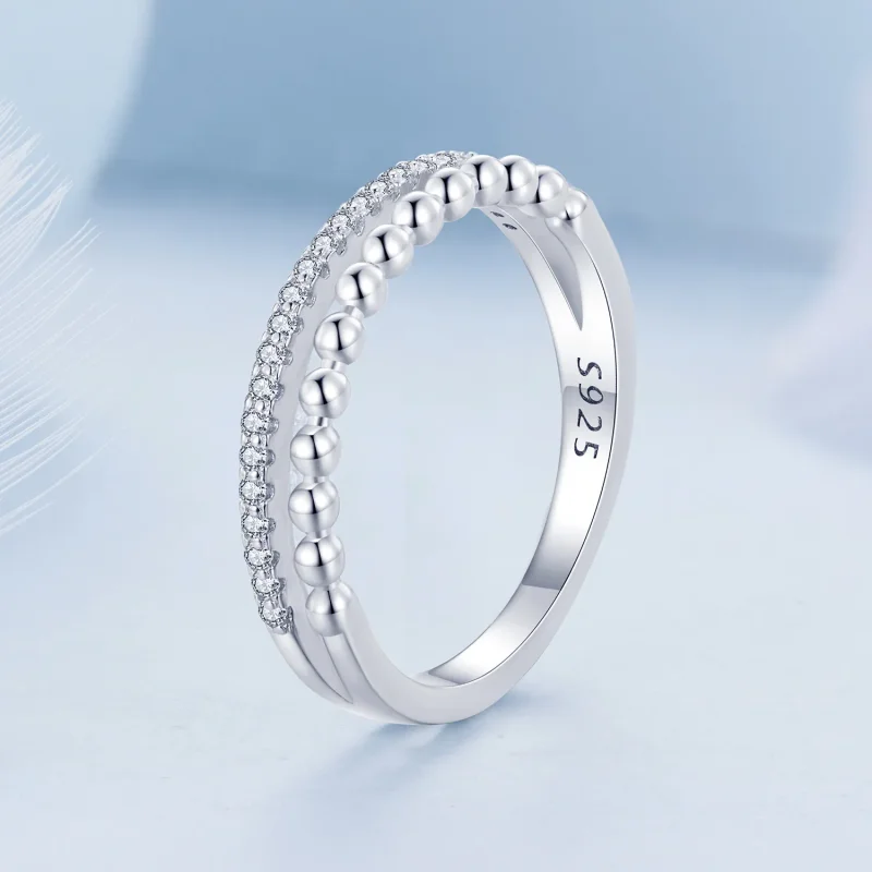 (bild till) Pandora-stil Dubbellager Ring - BSR463 - View 2
