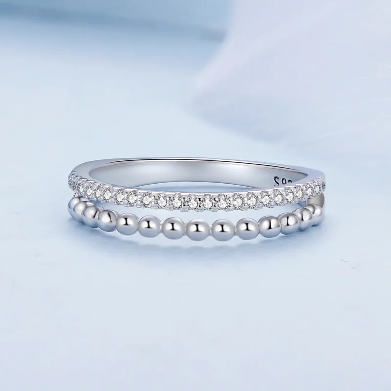 (bild till) Pandora-stil Dubbellager Ring - BSR463 - View 3