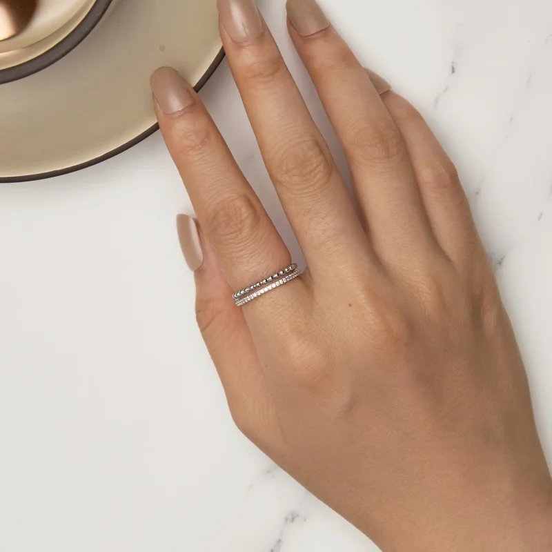 (bild till) Pandora-stil Dubbellager Ring - BSR463 - View 5