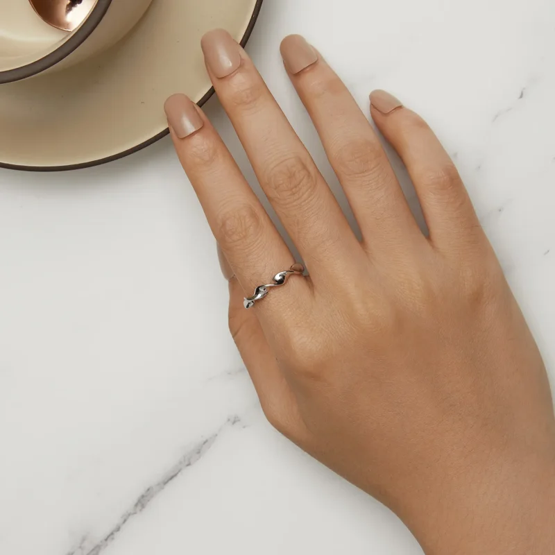 (bild till) Pandora-stil Vridet Äkta Föremål Sterling Silver Öppen Ring - BSR468-E - View 5