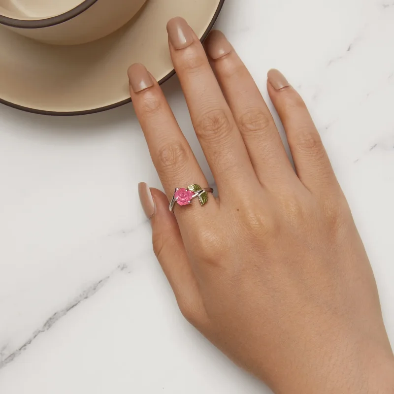(bild till) Pandora-stil Crystal Rose Öppen Ring - BSR472-PKE - View 3