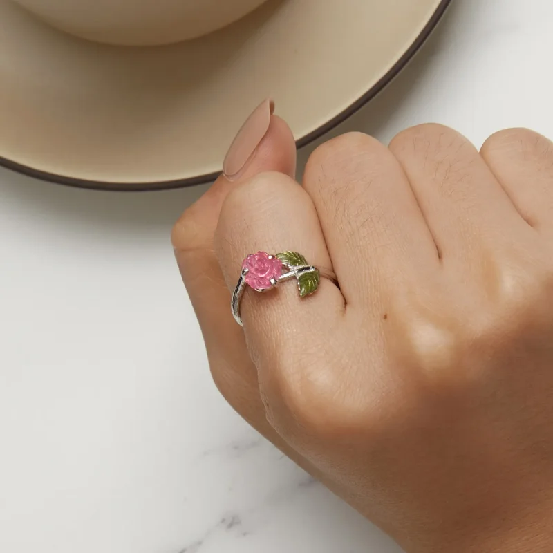 (bild till) Pandora-stil Crystal Rose Öppen Ring - BSR472-PKE - View 4