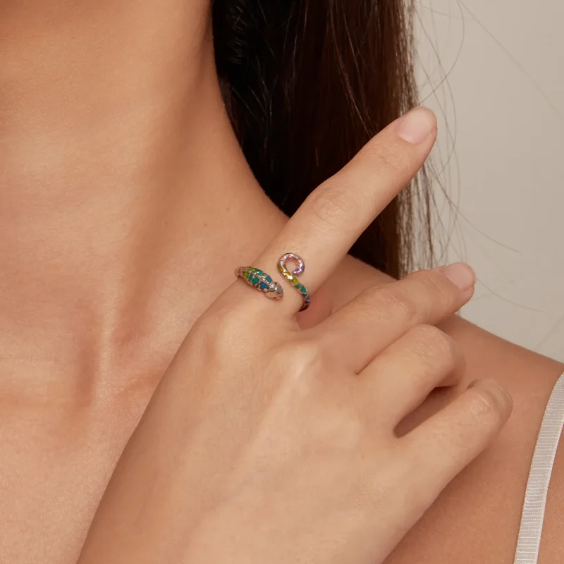 (bild till) Pandora Style Chameleon Öppen Ring - BSR475-E - View 5
