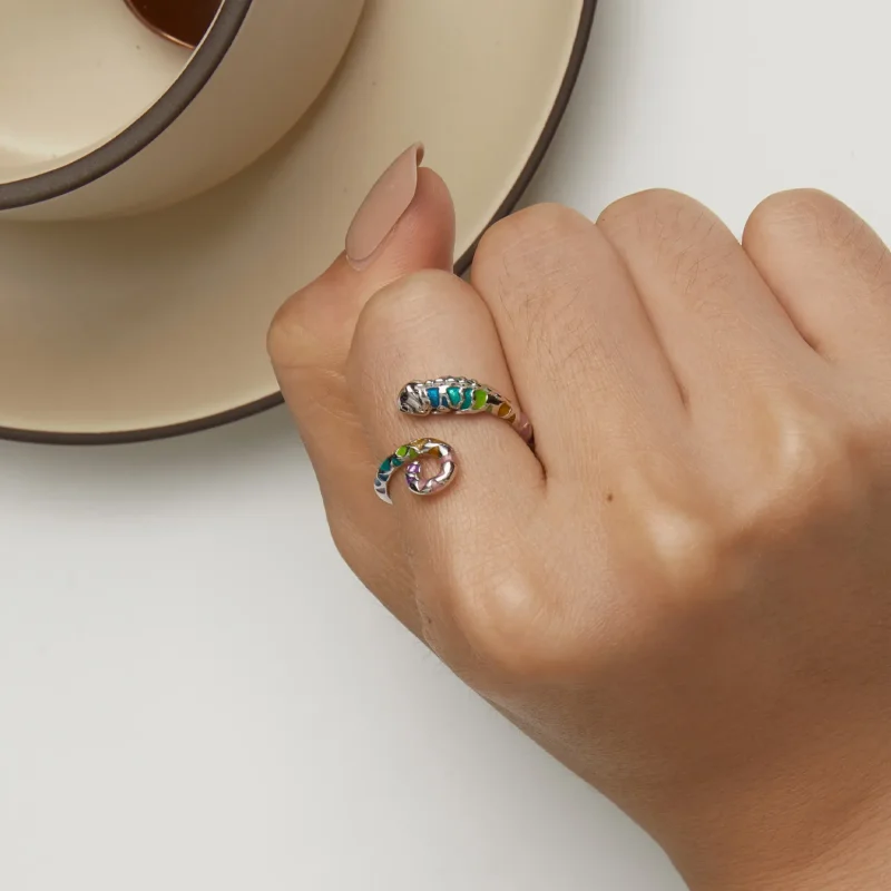 (bild till) Pandora Style Chameleon Öppen Ring - BSR475-E - View 7
