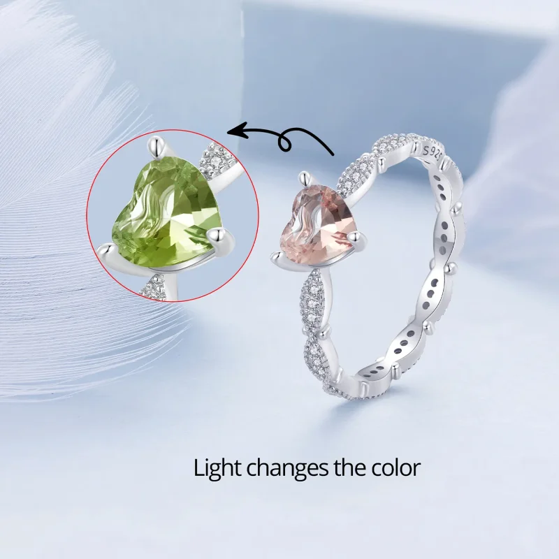 (bild till) Pandora-stil Hjärtformad Kameleontring - BSR479 - View 2