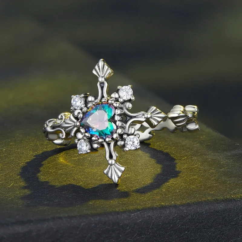 (bild till) Pandora-stil Halloween-korsöppenring - BSR482-E - View 3