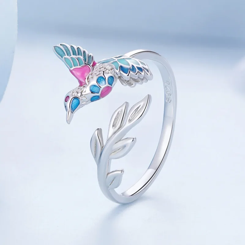 (bild till) Pandora Style Kingfisher Öppen Ring - BSR483-E - View 2