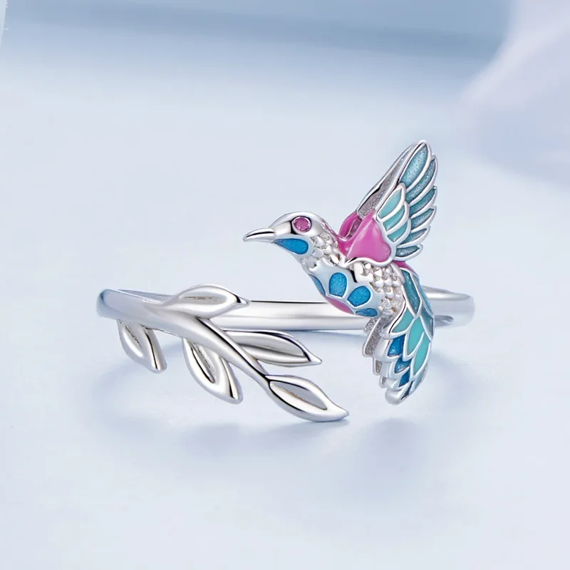 (bild till) Pandora Style Kingfisher Öppen Ring - BSR483-E - View 3